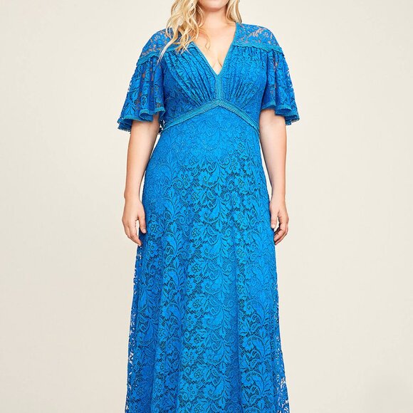 Tadashi Shoji Blue Lace Evening Gown Plus Size, size 20 , BBY18221LQ - Picture 1 of 3